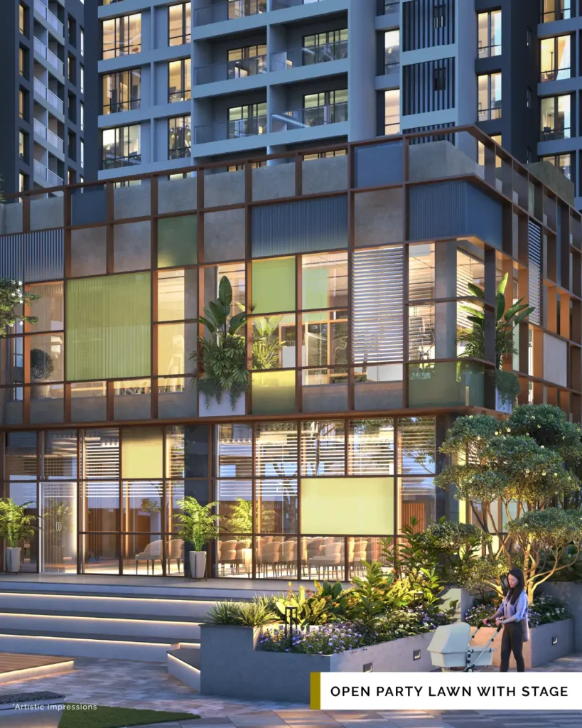 majestique aravali render image of party lawn