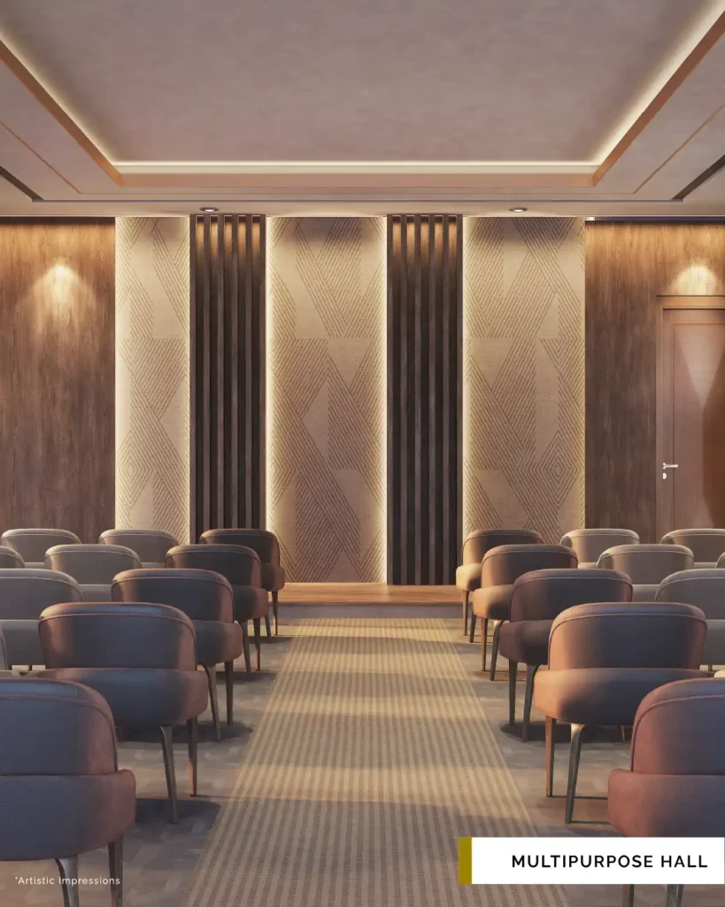 majestique aravali render image of multipurpose hall